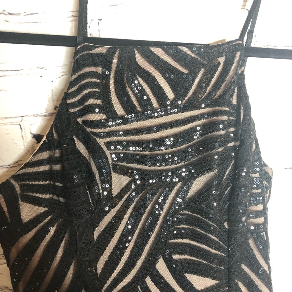 Trixxi black & nude sequin striped long dress sz 7 - Picture 10 of 13